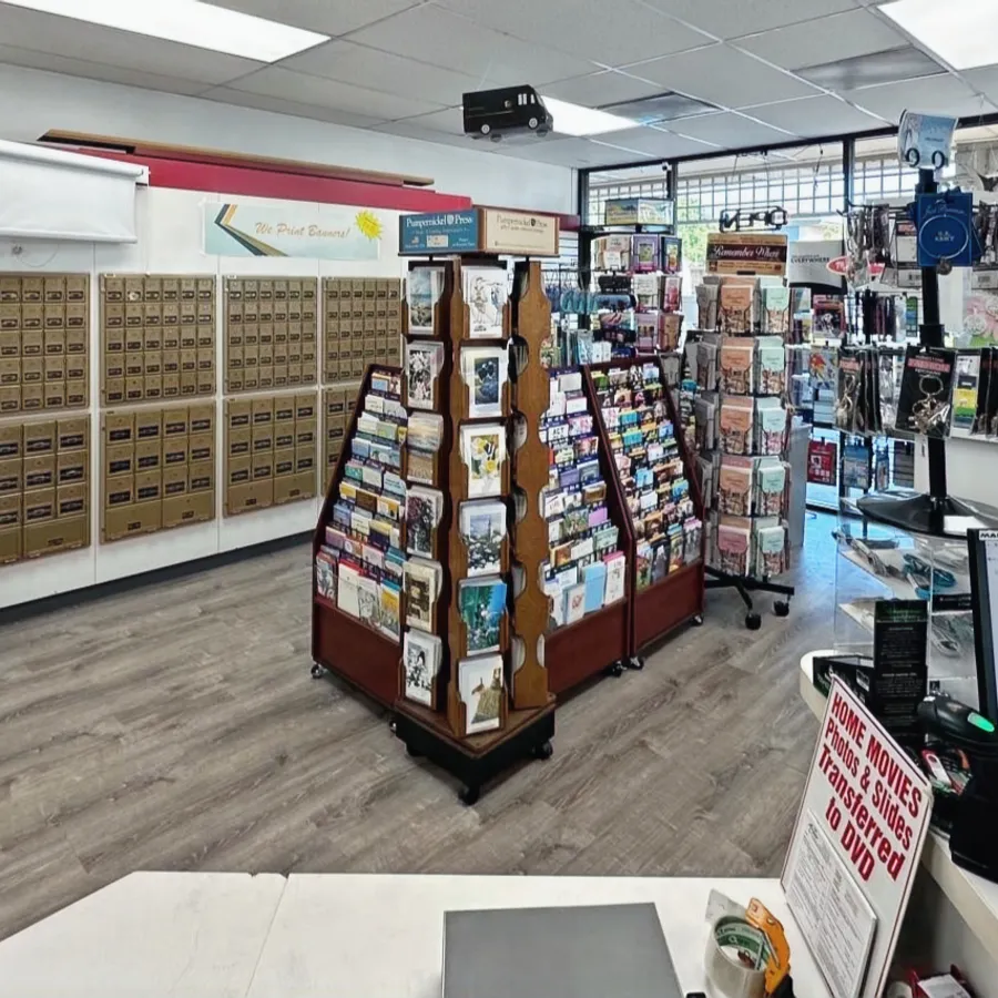 Private mailboxes and greeting cards at PostalAnnex Tennant Station